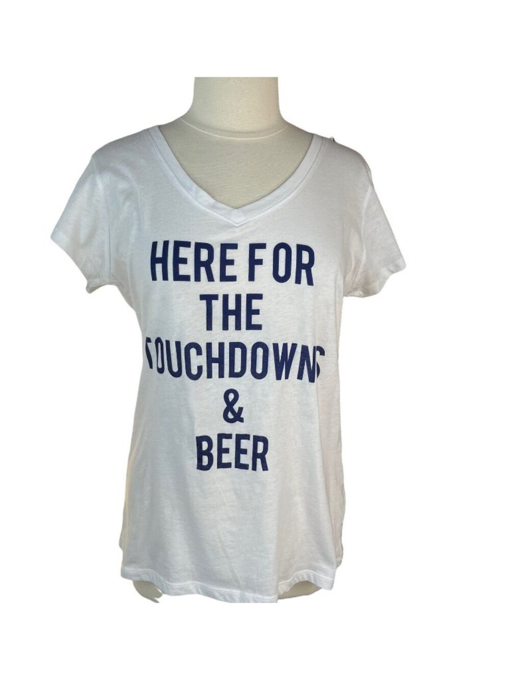 Supernova Graphic Tee Tshirt Womens XXL White Here For Touchdowns and Beer